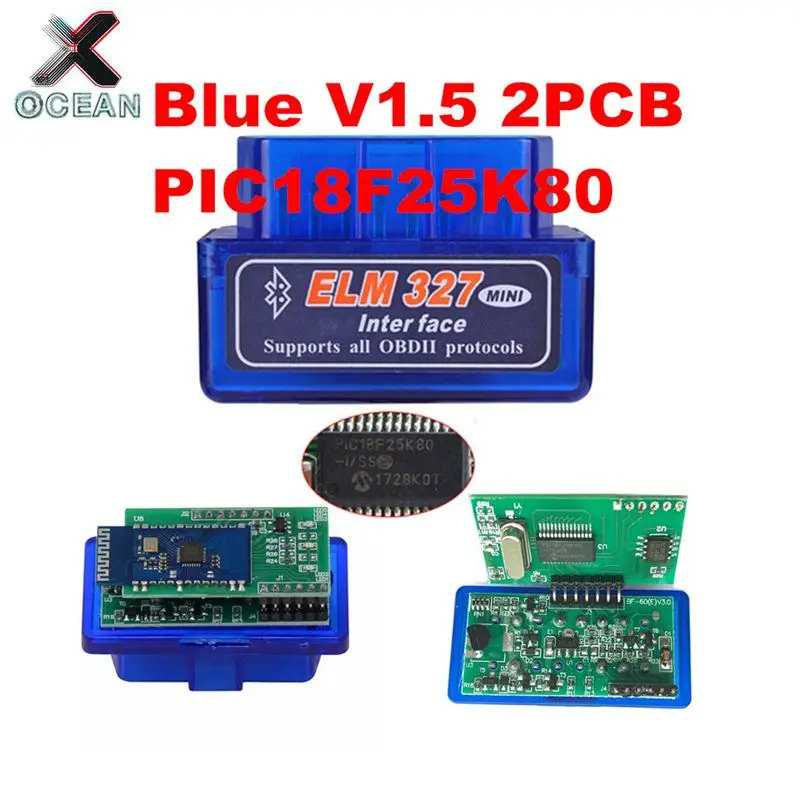 OCEAN 2PCB PIC18F25K80 прошивка 1 5 ELM327 V1.5 OBD2 Bluetooth диагностический интерфейс ELM 327 аппаратное