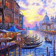 Безрамное изображение вода город живопись по номерам Современная Настенная живопись ручная роспись маслом на холсте для украшения дома