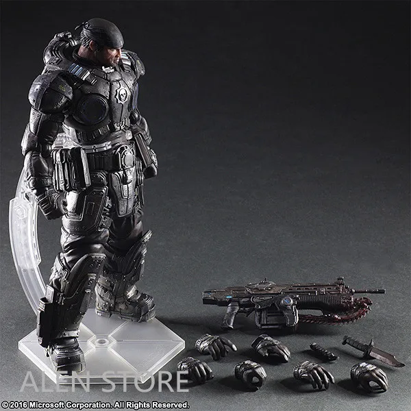 

ALEN 27cm Play Arts Kai PA Marcus Fenix Game Gears of War 3 War Machine Action Figure Collection Model Toy