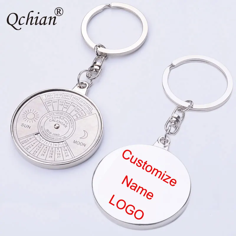 

Custom 50 Years Perpetual Calendar Keychain Keyring Custom Name Date Memorial day LOGO Print Commission 1-3day send Dropshipping