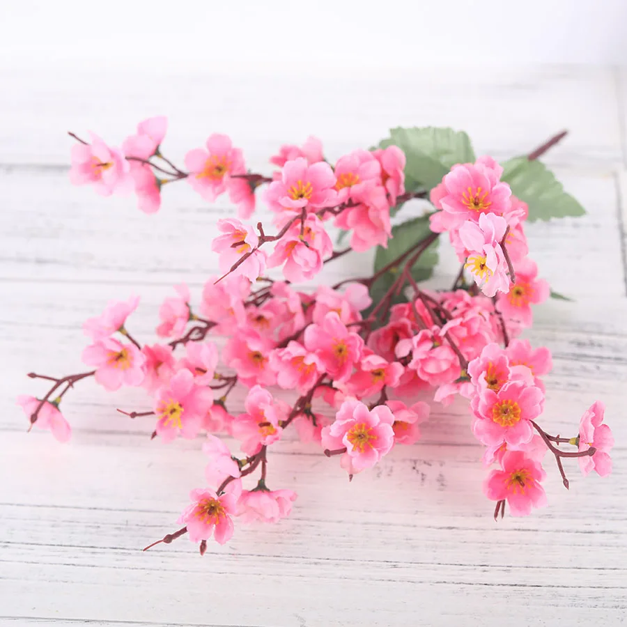 Вишня в цвету из цветков персикового дерева искусственные цветы, Шелковый цветок филиал букет Мода для дома Гостиная Свадебные украшения - Цвет: pink