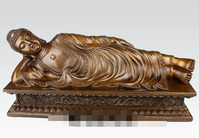 

China Tibet Sleeping Shakyamuni Bronze Statue Carve Dragons discount 30%