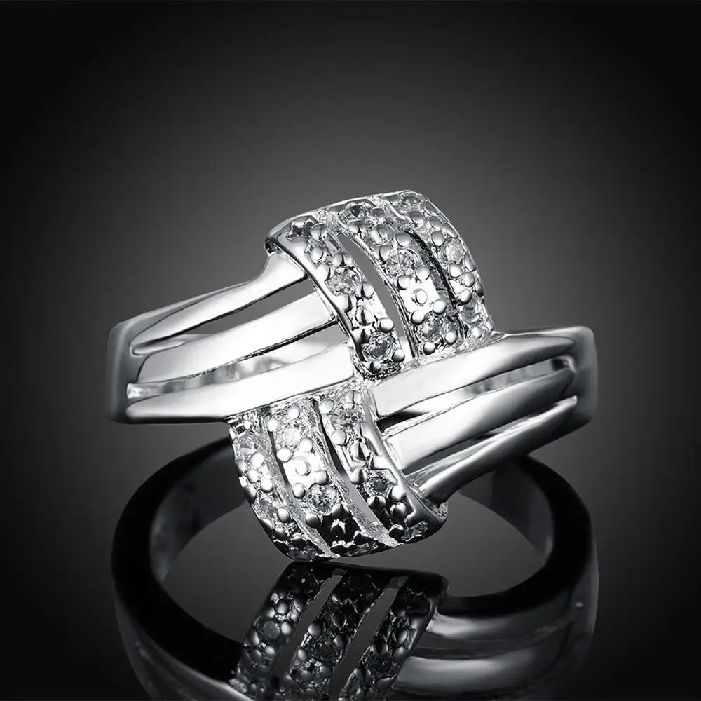 Оптом посеребренное кольцо, серебряные ювелирные изделия, подарок для женщин и мужчин, скрученный крест, кубический циркон, серебряные кольца на палец