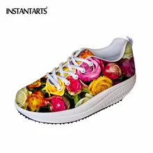 Instantarts 3D цветок Роза Распечатать Обувь для танцев Женская мода на плоской платформе для похудения Обувь для Женская обувь, увеличивающая рост Mujer