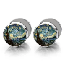 2 шт./лот Ван Гог искусство поддельные ушные затычки уха хряща трагус серьги для женщин спираль трагус Имитация пирсинга плоти туннель