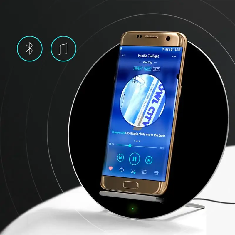Bluetooth стерео динамик с быстрой зарядкой Беспроводное зарядное устройство W8, стандарт Qi для Samsung Galaxy S8 S8+ S7 S7 Edge S6 Edge Plus
