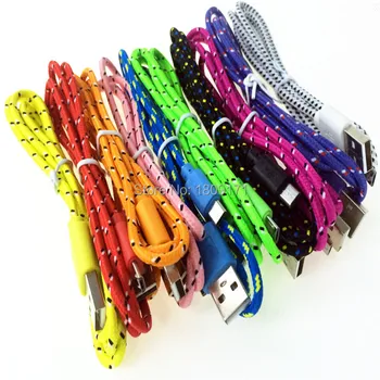 

1M 3FT Colorful 500pcs/lot Micro 5pin fabric braided usb cable Accessory Bundles for samsung s3 s4 blackberry htc