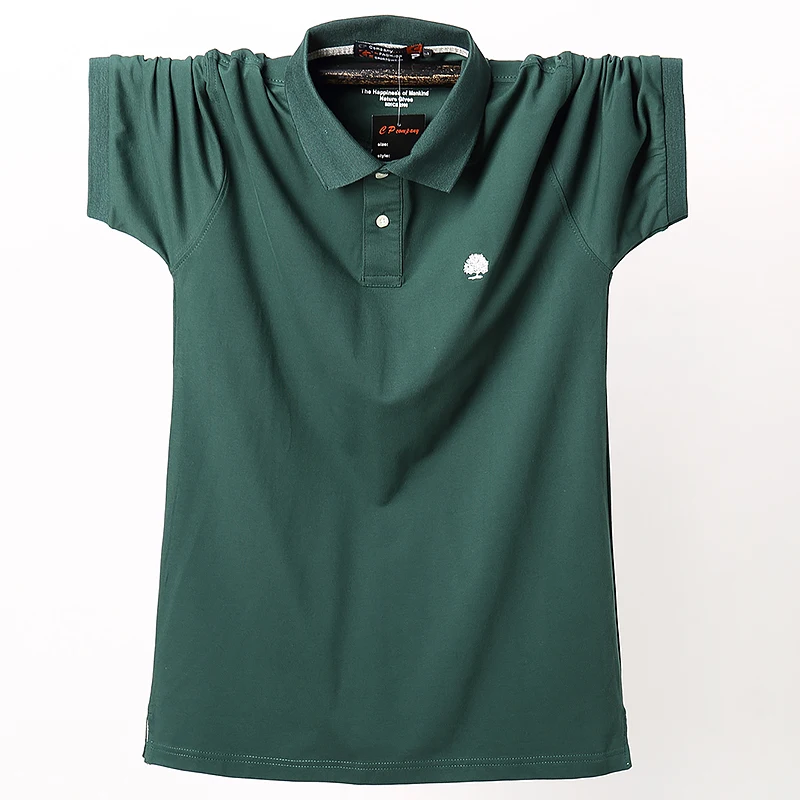 Летняя мужская деловая рубашка поло большого размера повседневное Мужское поло рубашка с коротким рукавом дышащая Soild Pique хлопковая рубашка поло 5XL