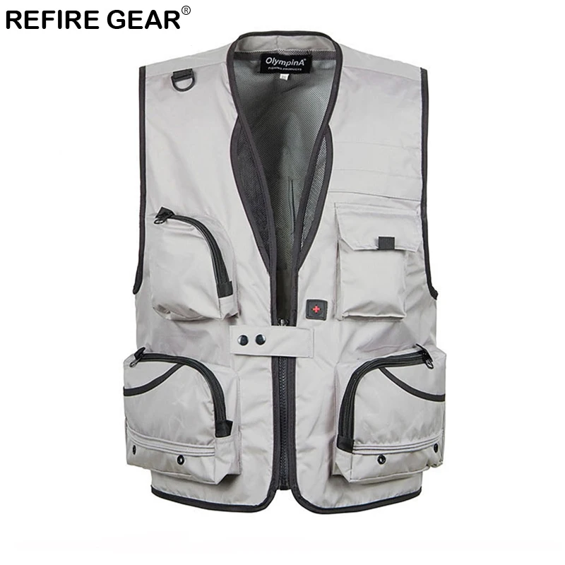 

Refire Gear Outdoor Sport Fishing Life Vest Men Breathable Mesh with Many Pockets Tactical Vest Detachable Male Quick Dry Vests