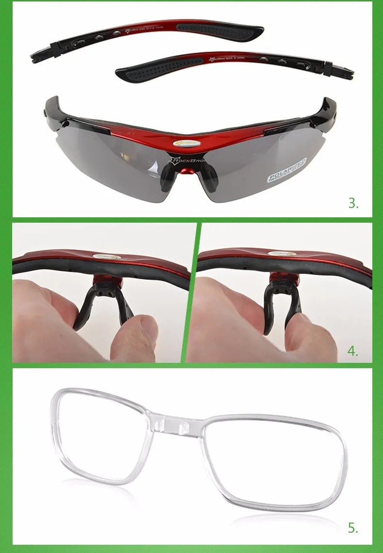 RockBros Polarized 5 Lens Outdoor Sports Hiking Climb Bicycle Cycling Sun Glasses Bike Sunglasses TR90 Eyewear Goggles