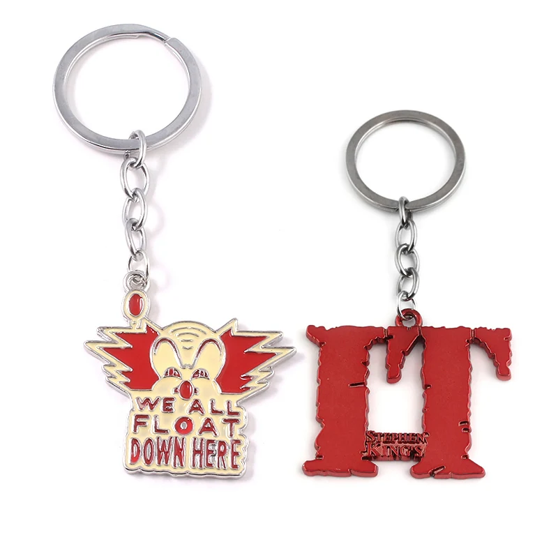 

Movie Stephen King's It Metal Keychain High Quality Horror Movie IT Badge Key Chain For Men Car Women Bag Accessories Gift