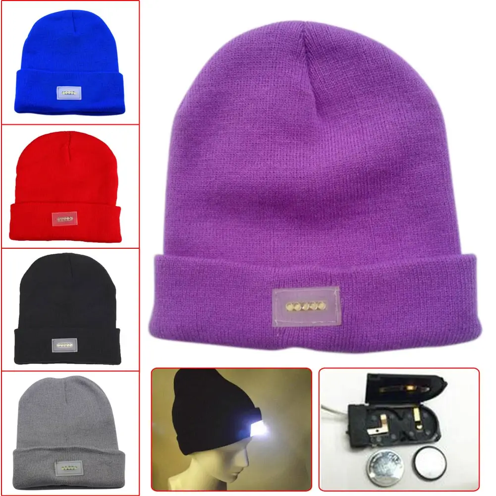 Buy Novelty LED Light Winter Warm Knitting Caps Men/Women Aports Hats Beanies