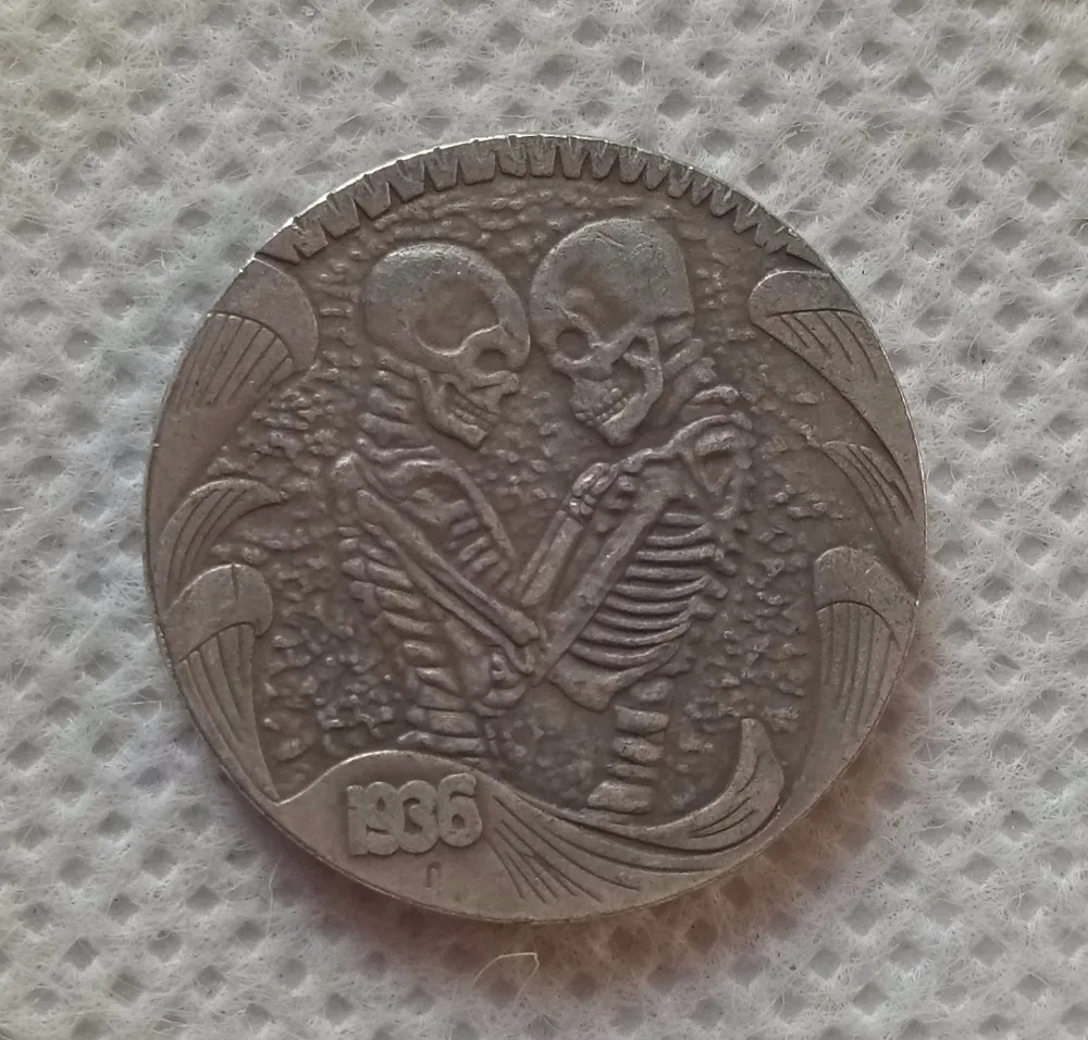 

Hobo Nickel Coin_Type #41_1936-D BUFFALO NICKEL Copy Coin-replica coins medal coins collectibles