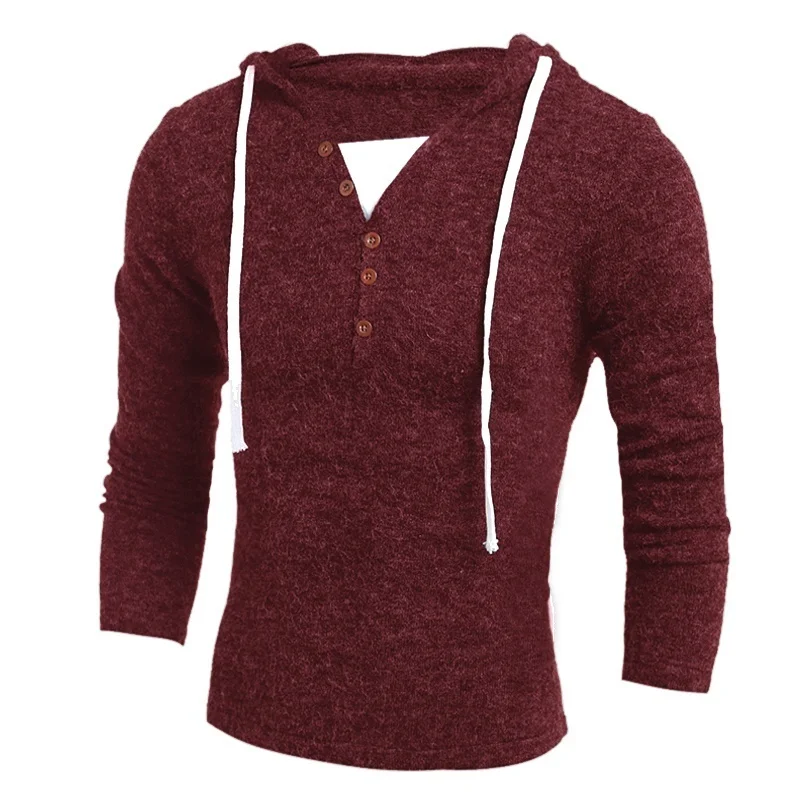 

ZOGAA Men's Brand Sweaters Long Sleeve Solid Hooded Pullovers Sweater Plus Size Casual Male V-neck Knitted Slim Fit Men Sweater