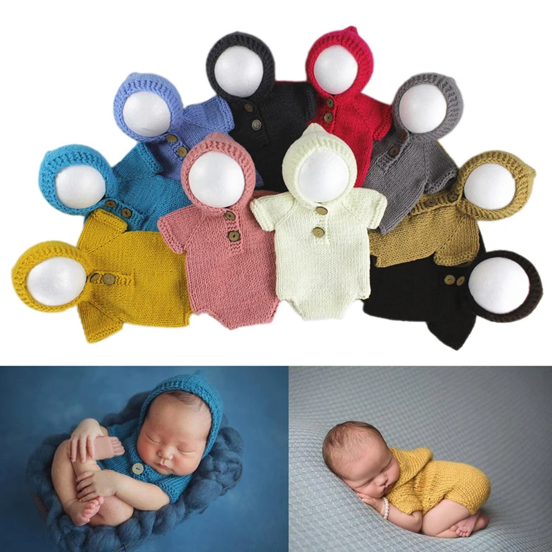 

Newborn Accessory 2019 Hot 100% Handmade Crochet Knitted Costume Photography Prop Set Gifts Multi Color Free Shipping