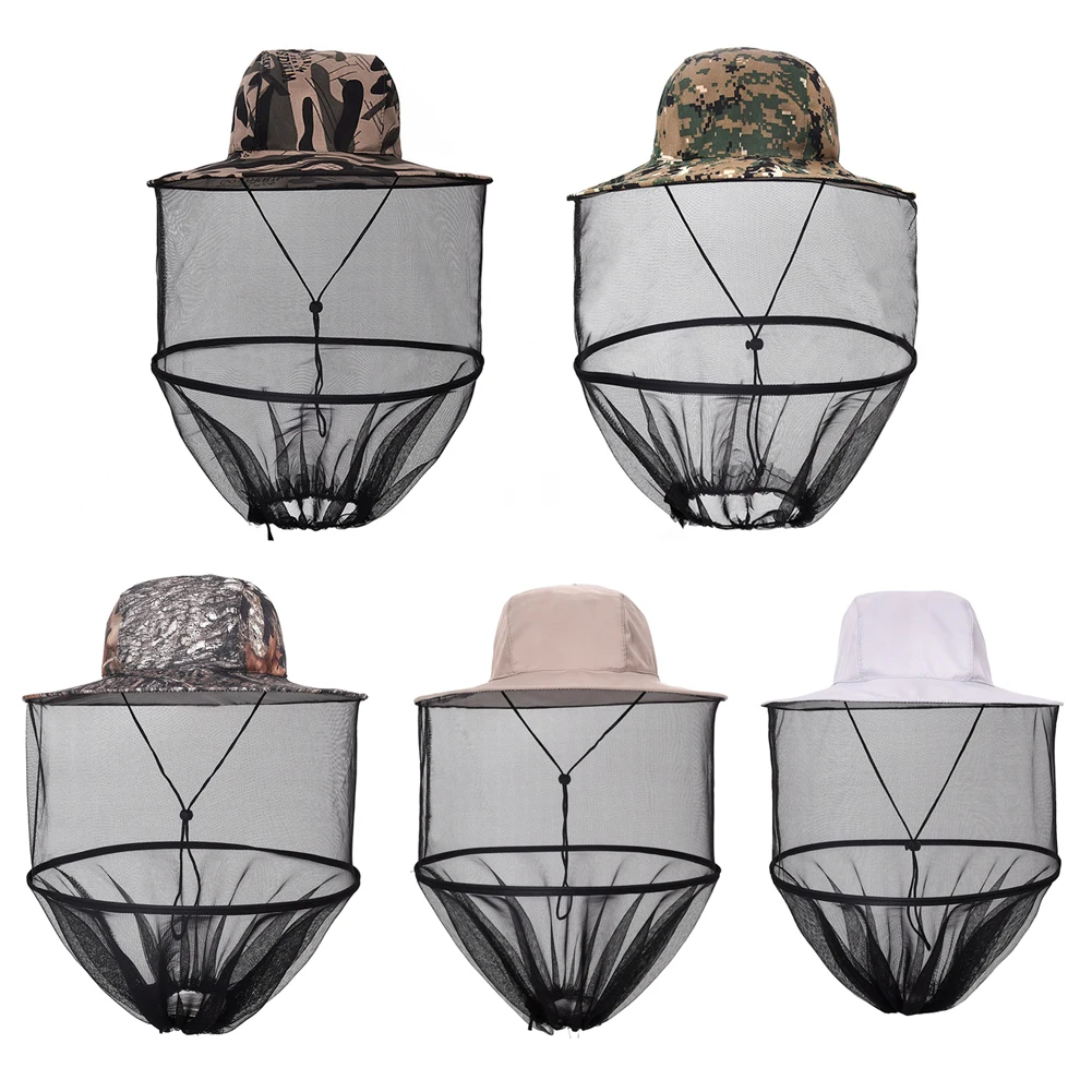 

Outdoor Collapsible Mosquito Net Hat Sun Hat with Mesh Face Protection from Bees Ticks Flies Midges Insect Camping Fishing Cap