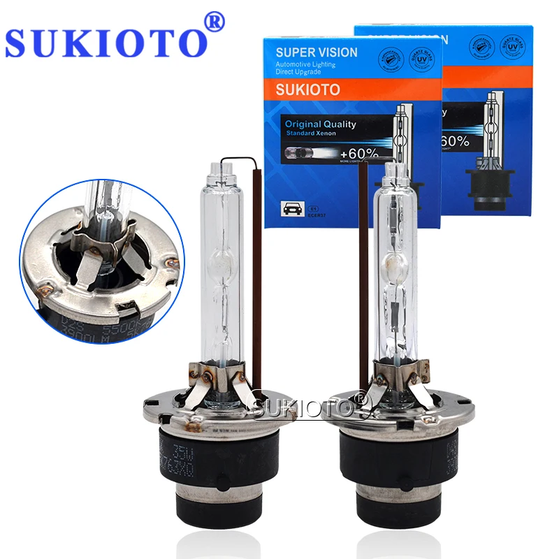SUKIOTO Super Fast Bright 35W D2S Xenon HID Car Headlight Bulb 5500K D2S D4S HID Replacement Bulb For 35W D4S D2S Ballast Kit (1)