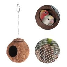 Птичье гнездо для попугая натуральный кокосовый орех подвесной цепная клетка игрушки-качели дом Финча