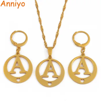 

Anniyo A-Z Letters Necklaces Gold Color Initial for Women Girls Alphabet Pendant English Letter Jewelry #029121P
