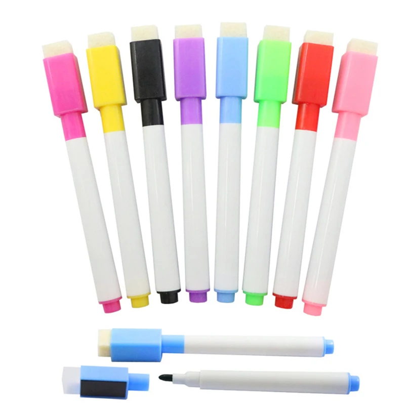 

1pcs/8pcs 8 Color Set Dry Wipe White Board Window Markers Pens Built In Eraser for school or office use A30