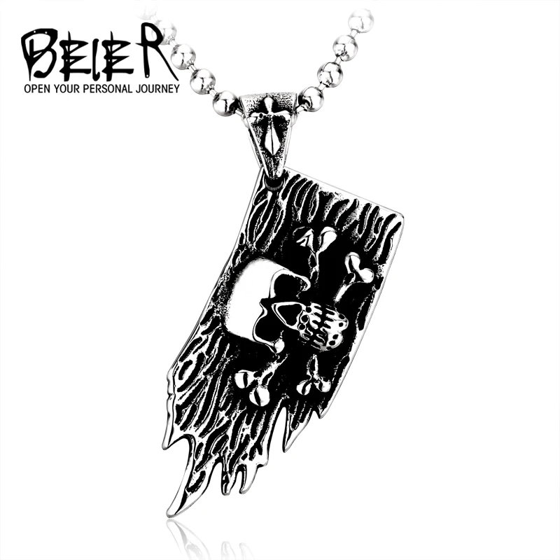 

BEIER Unique Punk Stainless Steel Jolly Roger Skull Pendant Necklace High Quanlity Fashion Jewelry for man BP8-102
