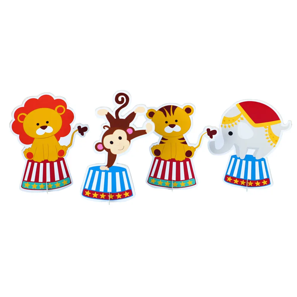 

Circus Table Centerpiece Decorating Centerpiece Birthday Party Decorations Supplies Blue Pink Circus Animals Baby Shower