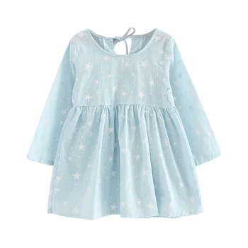 

Dress for Girl 2020 Kids Children Clothing Cotton Lace Up O-Neck Casual Star Princess Long Sleeve Dress Printed Girls Dresses