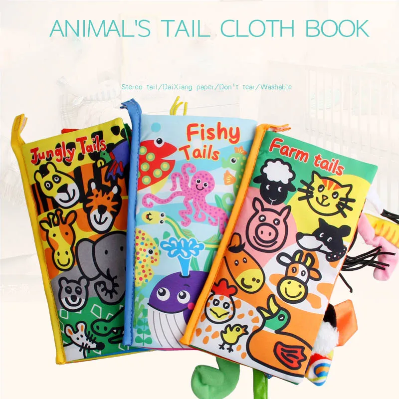 

Baby Cloth Book Story Books with 3D Animal Tails Early Educational Toys for Baby Kids @ZJF