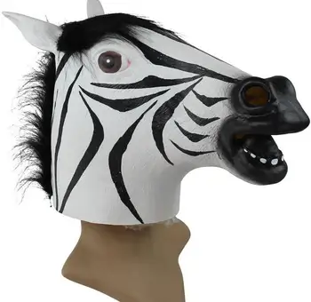

30pcs Horse Head Mask Realistic Latex Zebra Animal Halloween Party Masquerade Masks Full Face Adults Villain Joke Props