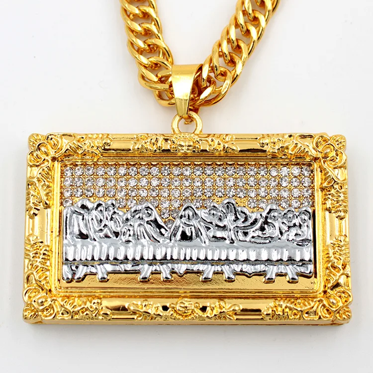 

New necklace hip hop Last supper Jesus portrait necklace European and American fashion pendant