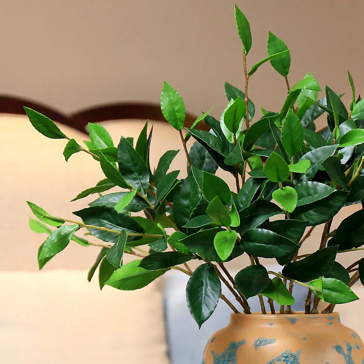 

Artificial European autumn Lemon Tee Branches with green leaves plantas artificiales for home wedding Christmas tree decoration