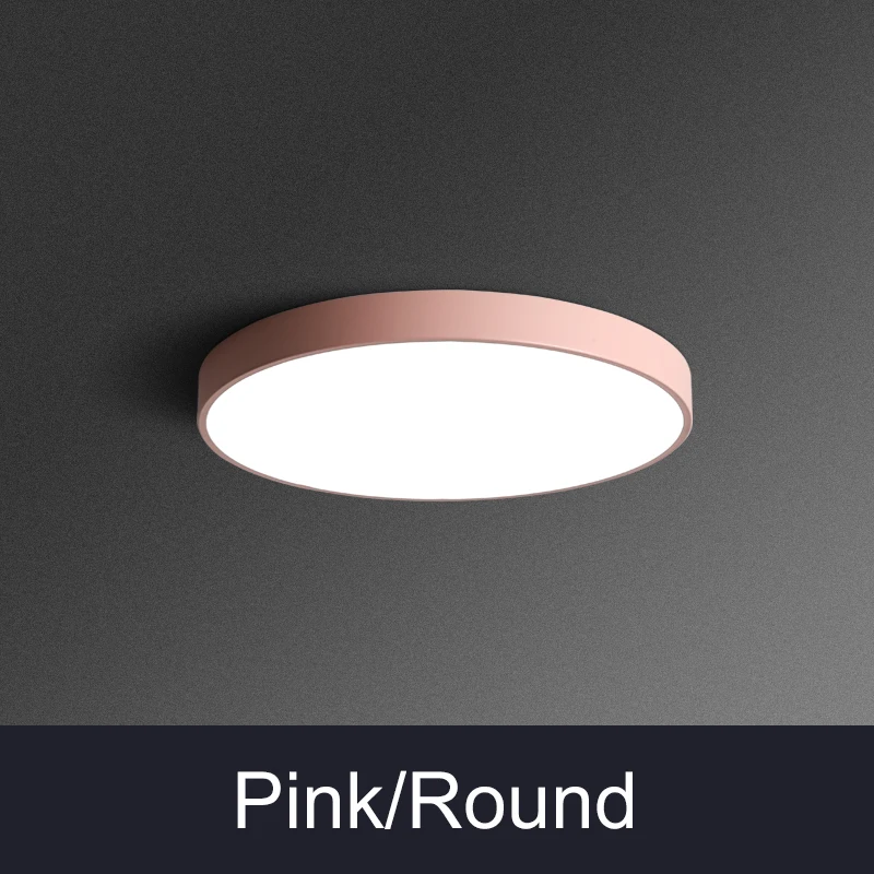 Простой Круглый ультра-тонкий светодиодный Потолочные светильники акриловые гостиная затемнения светодиодный потолочный светильник спальня светодиодный потолочный светильник - Цвет корпуса: Pink