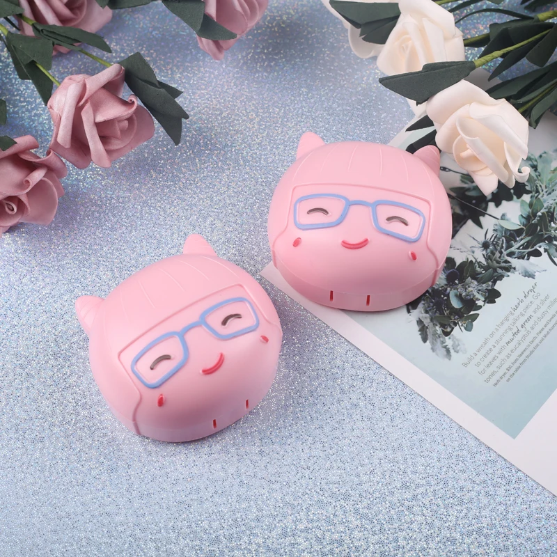 Fashion girl Contacts Lens Cases eye pink color case for good lens match with a good case