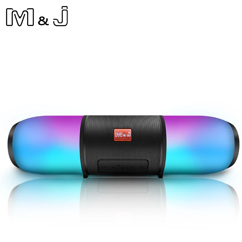 

M&J Colorful LED Lights Bluetooth Speaker HIFI Stereo Wireless Portable with Mic Hands Free Support TF FM USB Flash Subwoffer