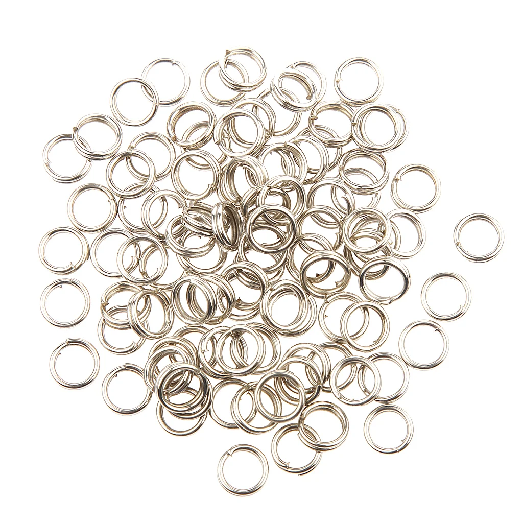 100pcs Double Loops Fishing Split Rings Lure Hook Connecting Circle High Steel Fishing Linking Circle