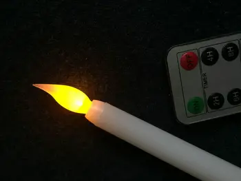 

2pcs remote controlled 28cm(H) Led battery powered flameless Ivory taper candle lamp candlestick wedding table Bar Decor-AMBER