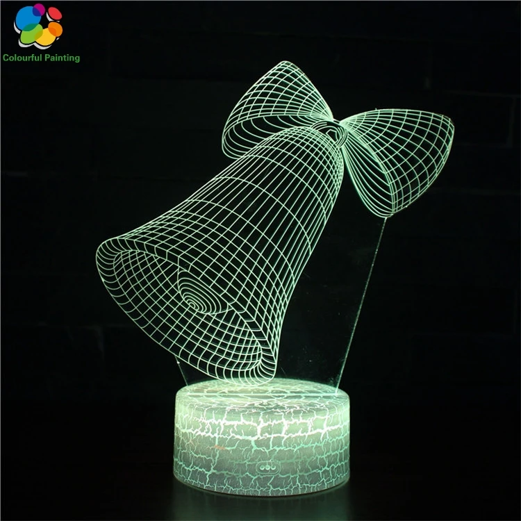 

Hot Christmas Tree Snowman Reindeer Touch 3D LED Night Light Bedroom Decor Kids Creative illusion Lamp Home Decor Gift Art 9