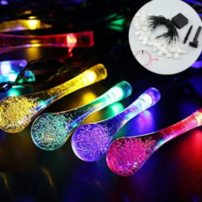 

Solar String Light-Outdoor Lamps 6M 30LED for Christmas Home Decoration-Water Drop Multi Color