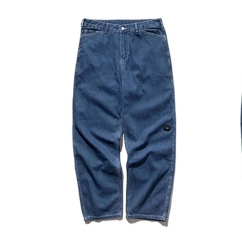 

Fashion Men's Loose Jeans Street Simple Solid Color Dark Blue Men's Jeans