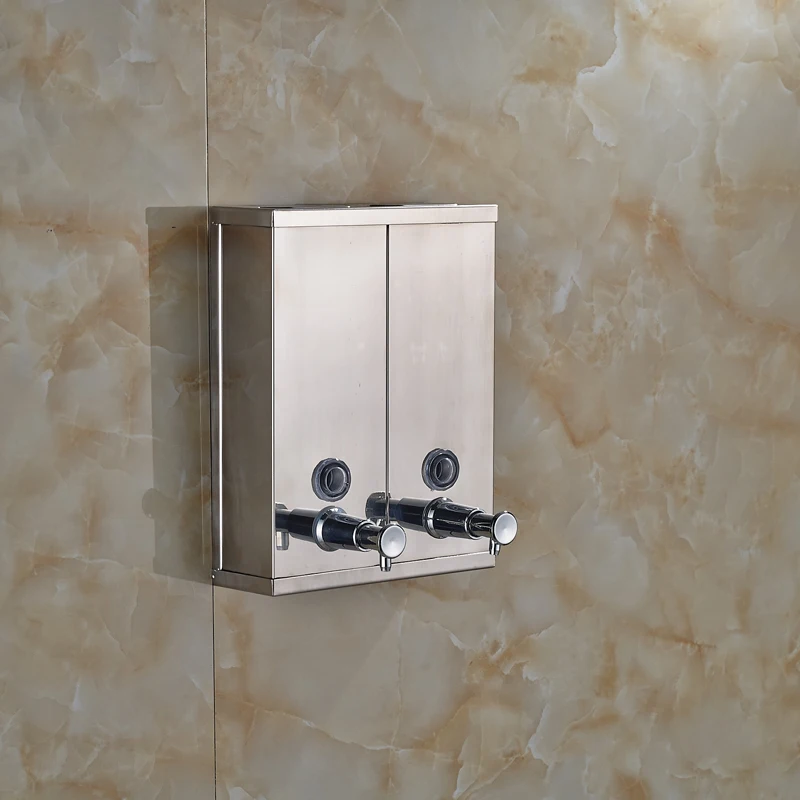 New Chrome Finished Wall Mounted Soap Sanitizer Bathroom Washroom Shower Shampoo Dispenser