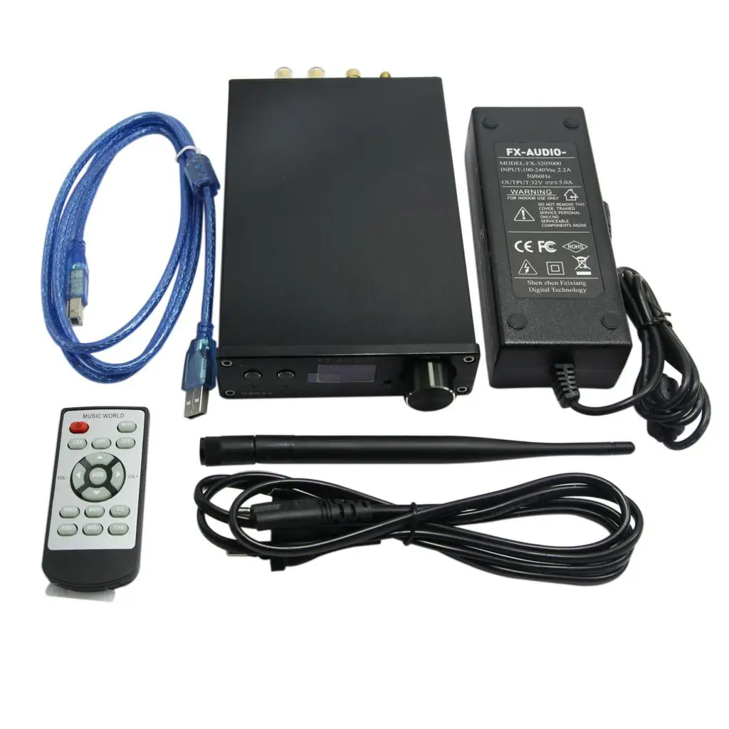 

FX Audio D802C Pure Digital Amplifier with Power Supply Remote Control & USB Optical Coaxial Bluetooth AUX Amp