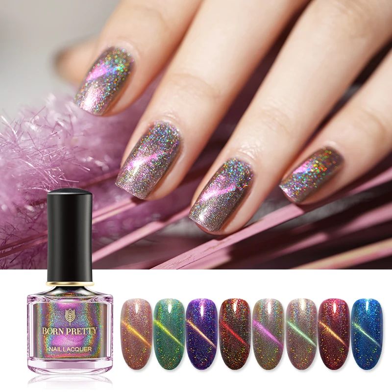 BORN PRETTY Holographic Cat Eyes Nail Polish 6ml Shimmer