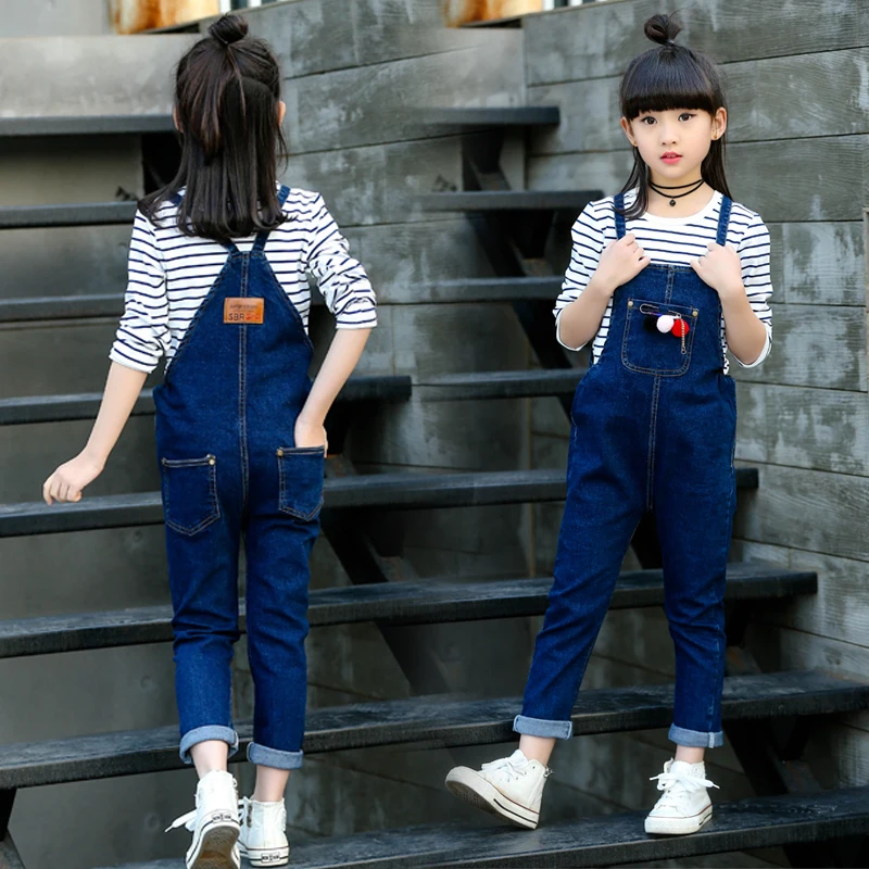 Girls Jeans Overalls For Girl Denim 2017 Autumn Pocket Jumpsuit Bib Pants Children's Jeans Baby Girls Overall For Kids 3-12Years Girls Jeans Overalls For Girl Denim 2017 Autumn Pocket Jumpsuit Bib Pants Children's Jeans Baby Girls Overall For Kids 3-12Years