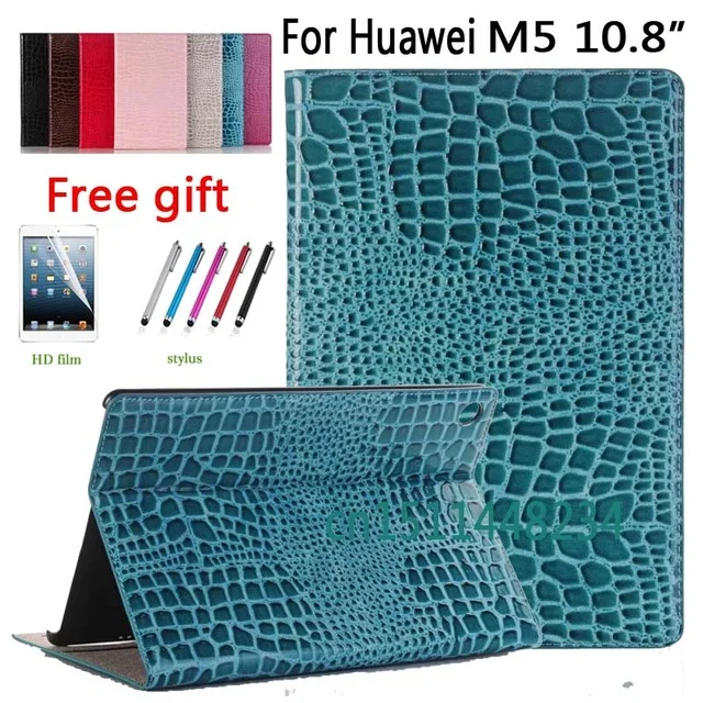 

2018 new luxury crocodile PU Leather Case For Huawei MediaPad M5 10 Pro Cover M 5 10.8 CMR-AL09/W09 Slim smart Case+film+pen