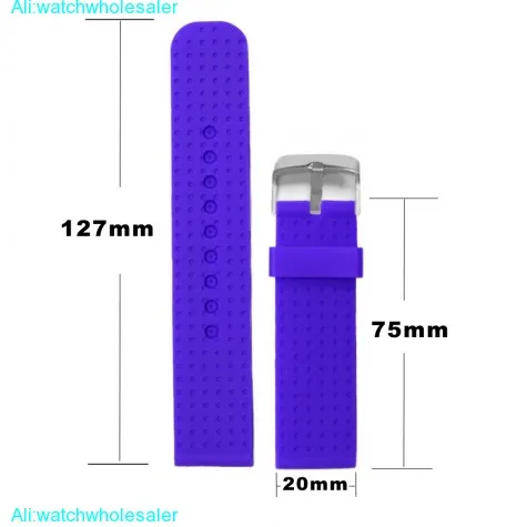 20mm Blue Dress Silicone Jelly Rubber Ladies Men Watch Band Straps WB1053M20JB