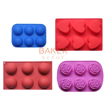 

DIY Baking Tools Silicone Mold For Cake, Jelly,Decorating Tools, 6 Holes In Each Mold, With Flower, Heart, Design, Etc, Set of 4