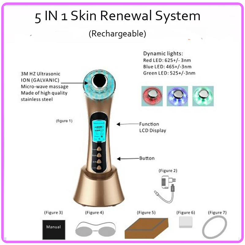 

Free Shipping Led Light Photon Rejuvenation Therapy Galvanic Spa Ultrasonic Ion Makeup Cleansing Skin Care Beauty Device