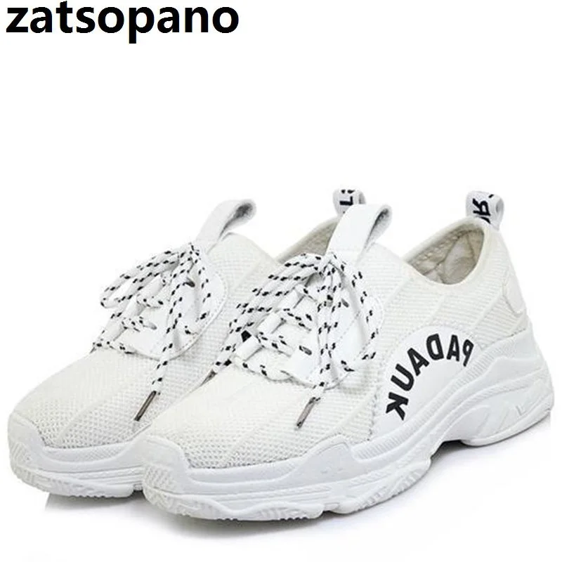 

Size 29-46 Suede Leather + Mesh Women's Platform Chunky Sneaker 2019 Fashion Women Dad White Shoes Casual Woman Lace Up Footwear