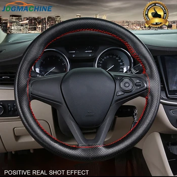 

Car DIY Steering Wheel Covers soft Leather braid on the steering-wheel of Car With Needle & Thread leather Interior accessories
