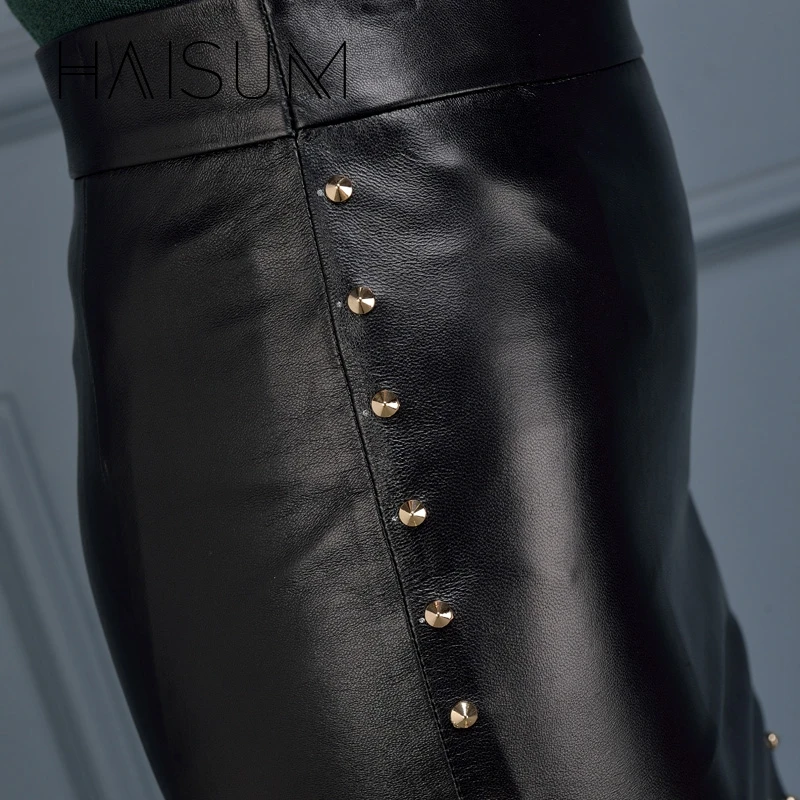 Женские мини юбки Haisum короткие кожаные с заклепками 2018|leather skirt women|leather skirtskirts womens |